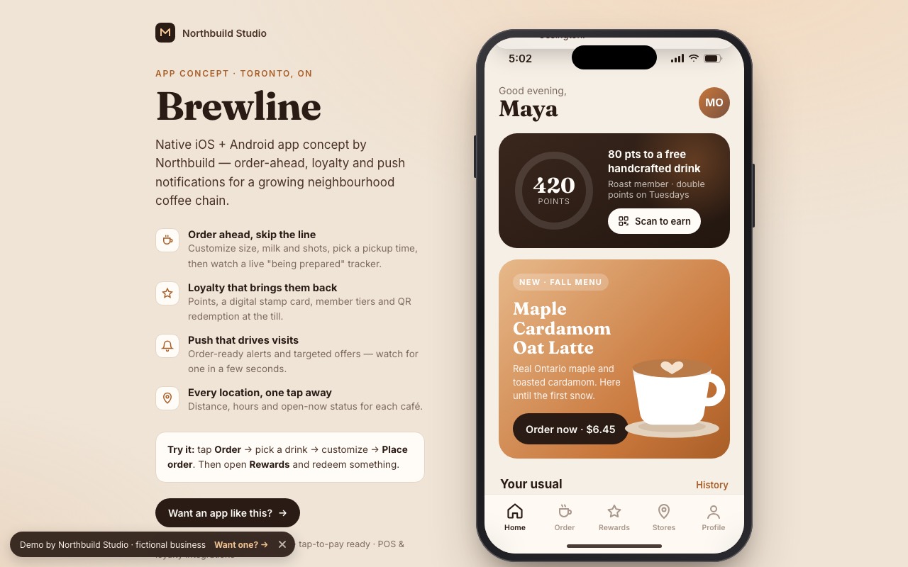 Screenshot of the Native mobile app demo