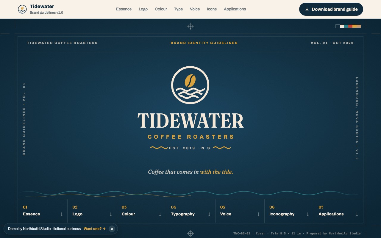 Screenshot of the Brand identity kit demo